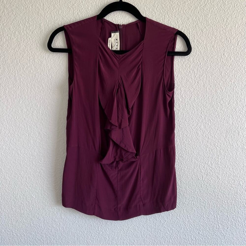 Marni Women's‎ Sleeveless Burgundy Ruffle Front Blouse